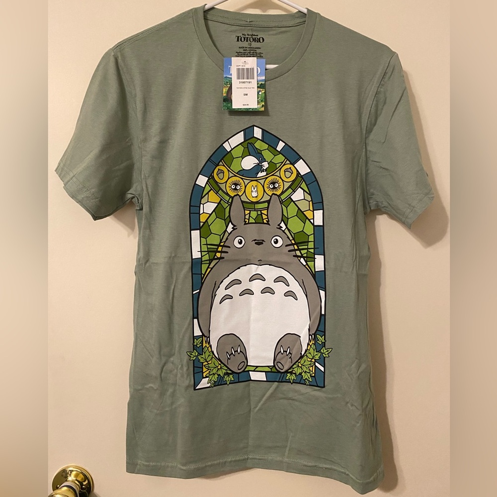 Studio Ghibli My Neighbor Totoro Stained Glass Boyfriend Fit T-Shirt [Juniors S] - Picture 2 of 6